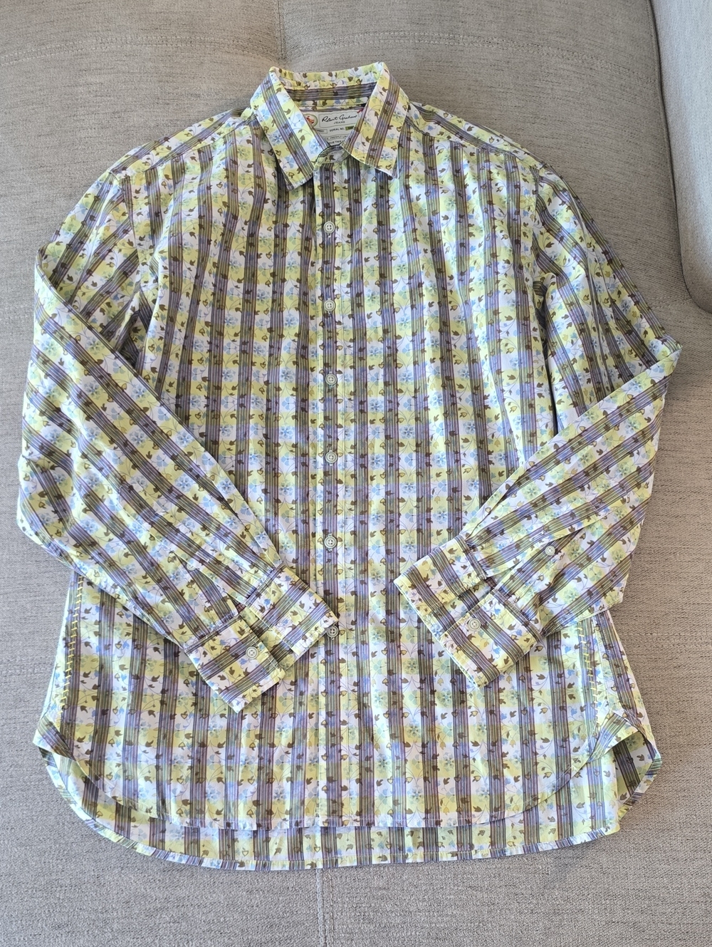 Robert Graham Men's Button-Down Shirt in Yellow and Light Green